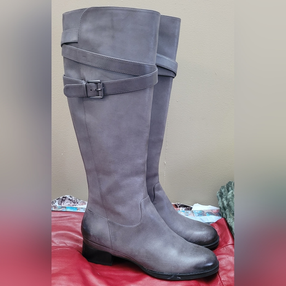 ECCO Leather Gray Knee-High Boots